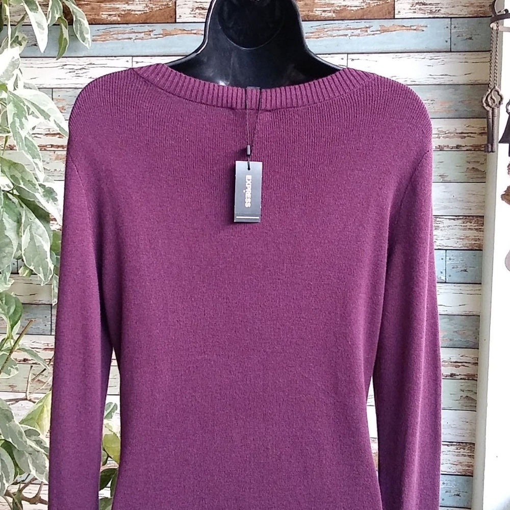 🩷 NWT Xpress Burgundy Lightweight Sweater SZ L - Picture 5 of 6